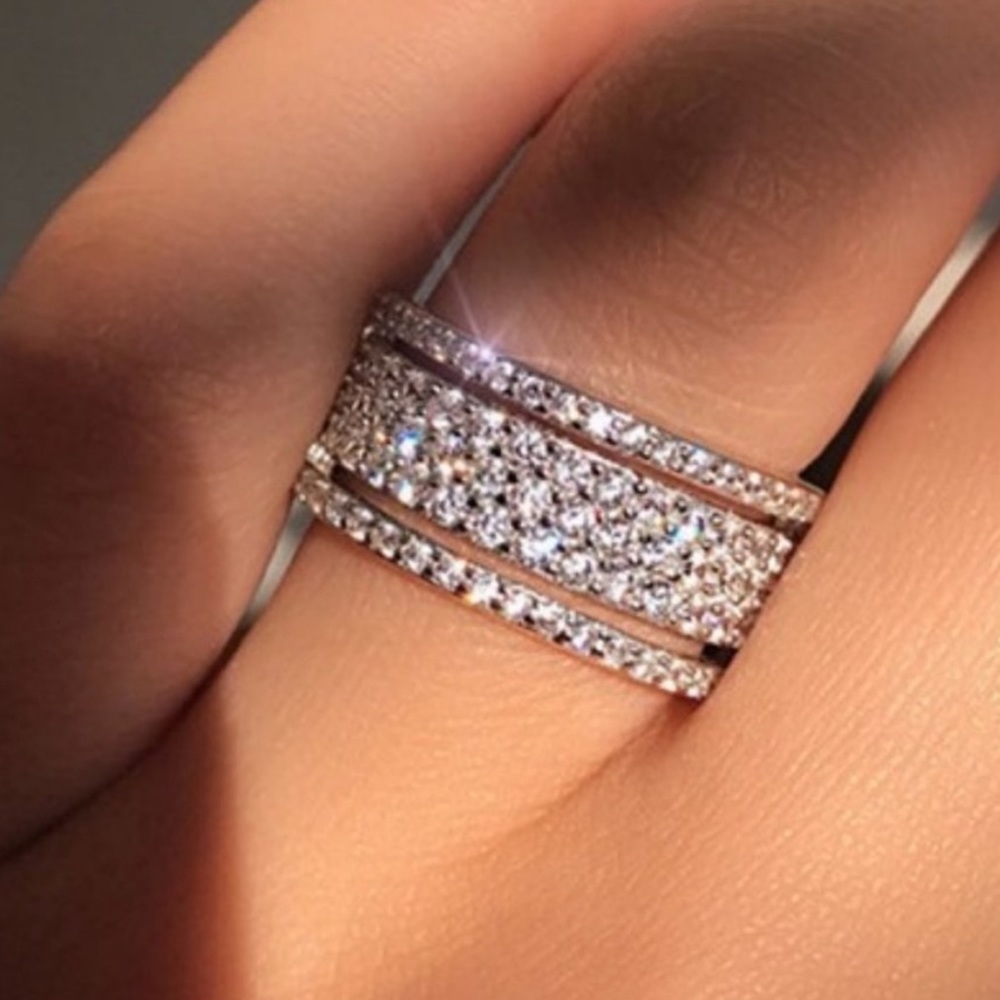 NEW 925 STERLING SILVER DIAMOND RING - Picture 1 of 5